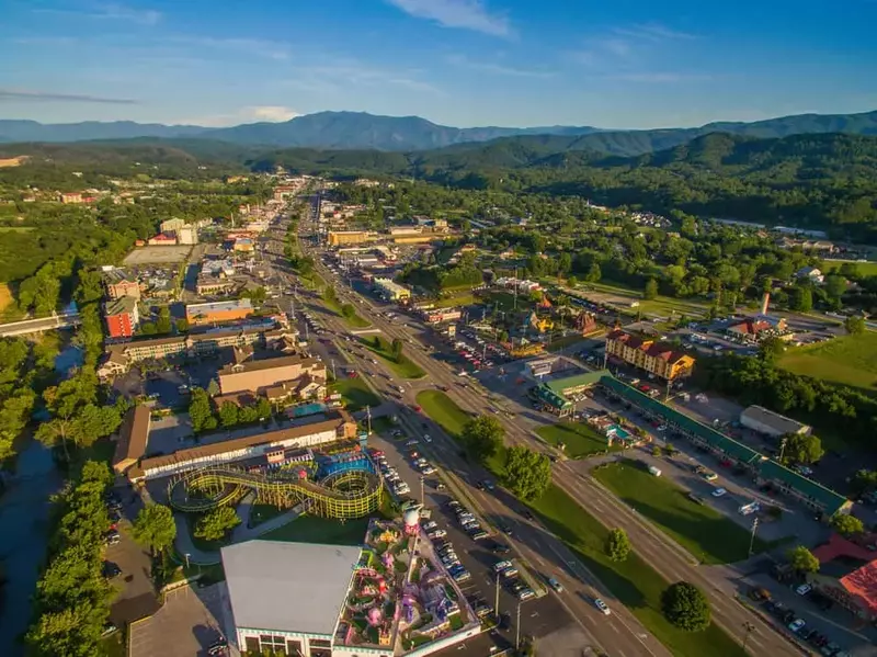 aerial view of sevierville and pigeon forge 