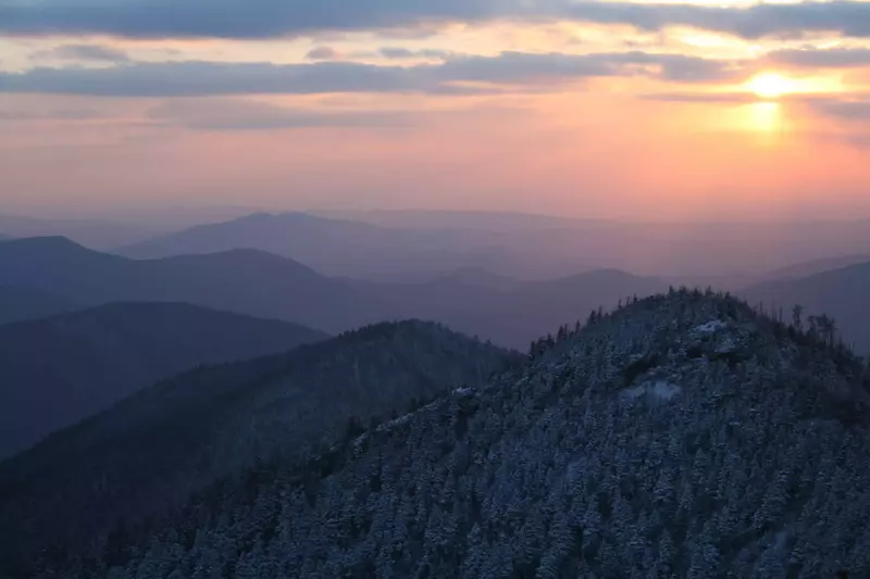 Beautiful view of sun rise over Smoky Mountains